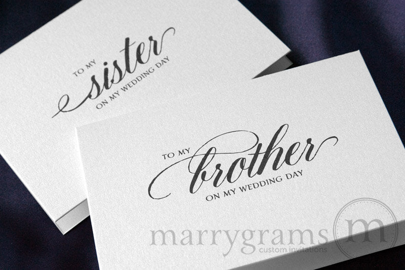 To My Family brother and sister Wedding Day Card Calligraphy Style