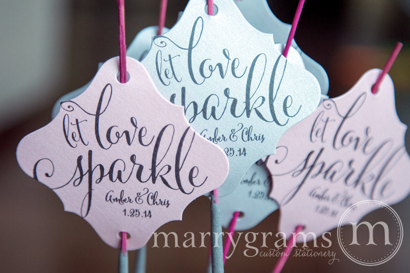Let Love Sparkle Wedding Sparkler Tags Whimsical Style