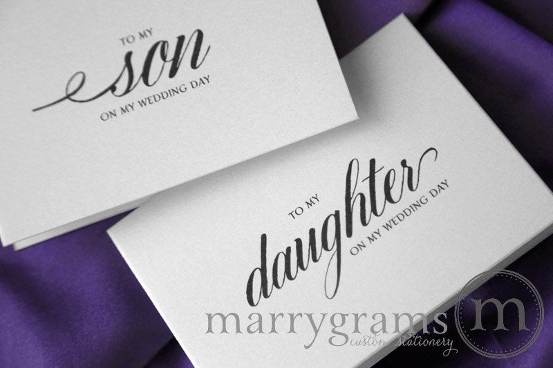 To My Family son and daughter Wedding Day Card Calligraphy Style