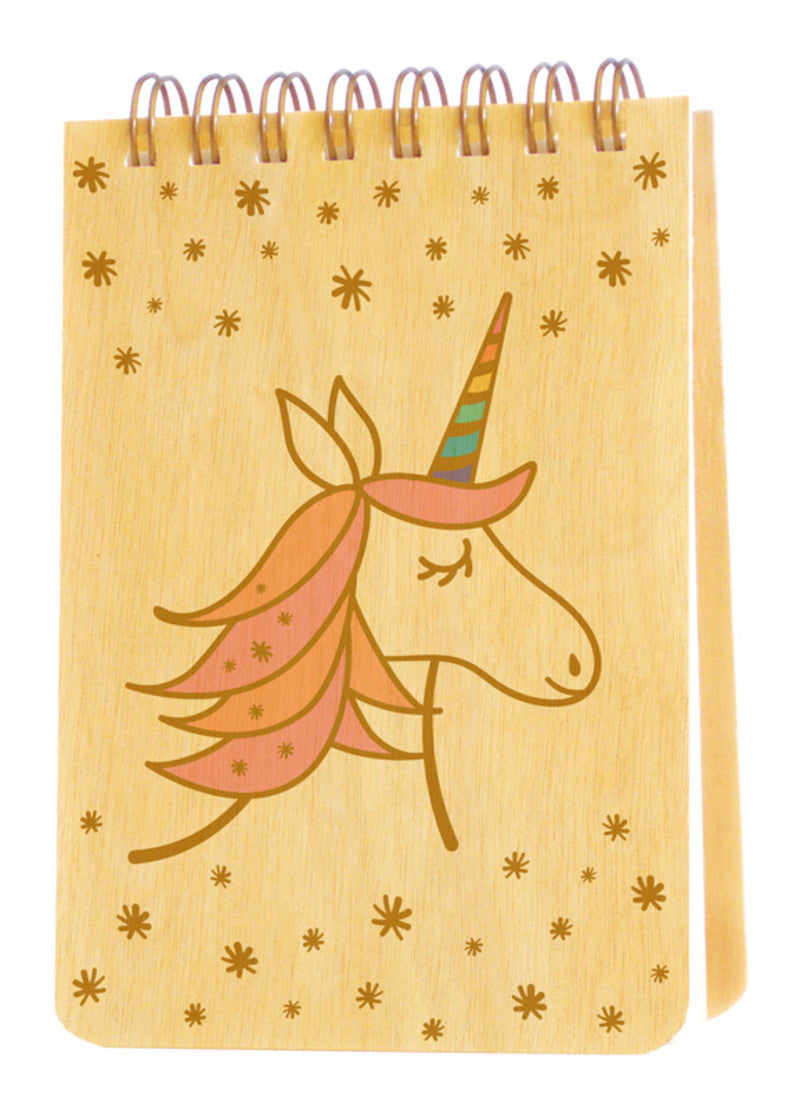 Wood Mini Notebook Unicorn
