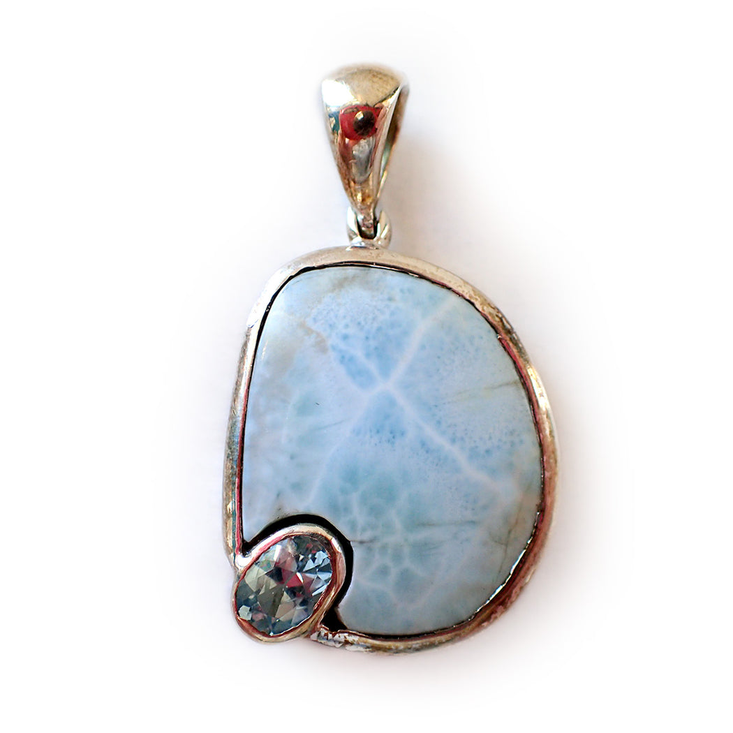 Large Larimar & Topaz Pendant