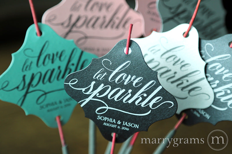 Let Love Sparkle Calligraphy Style Sparkler Tags