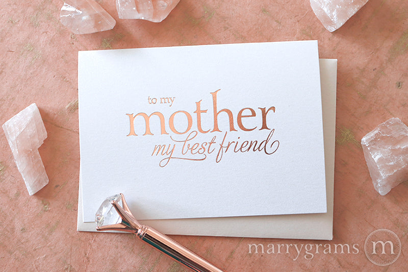 rose Gold Foil Mother My Best Friend wedding day  Card