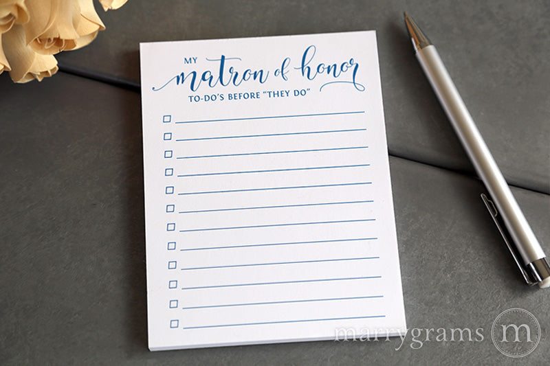 My Matron of Honor To-Do's Notepad