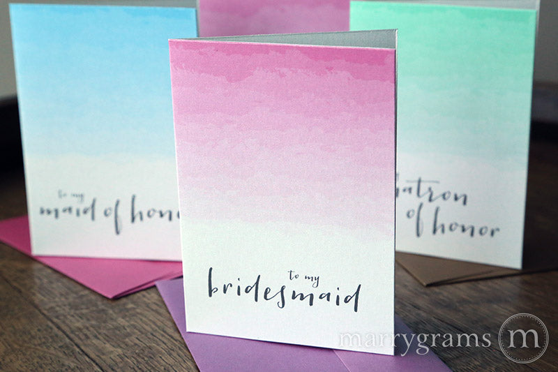 Ombre Colored To My Bridal Party Wedding Day Card