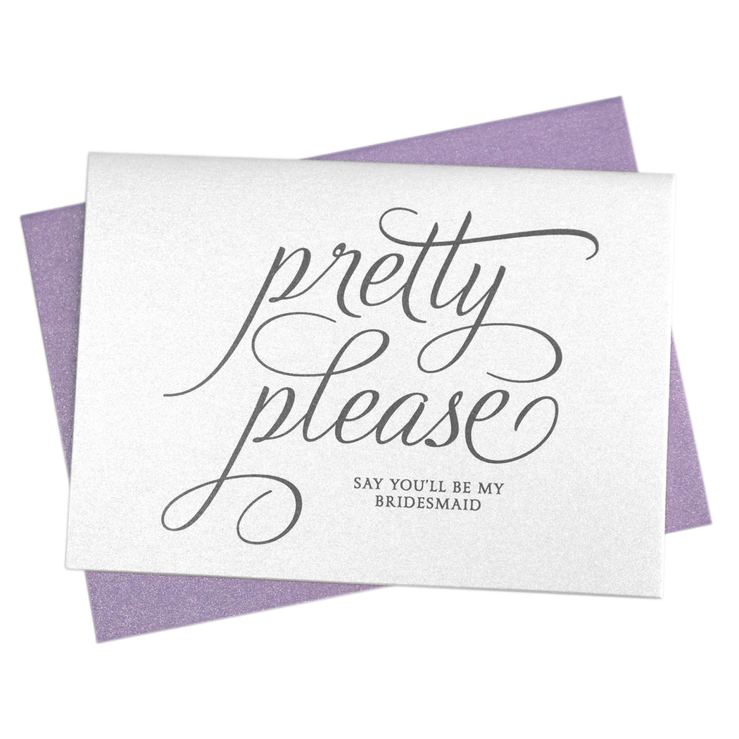 Pretty Please Be My Bridesmaid Invitation Cards