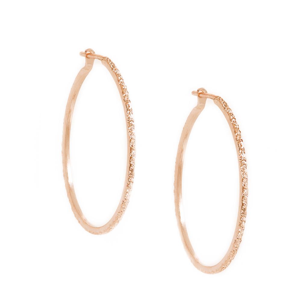 Diamond Dusted Rose Gold Hoop Earrings