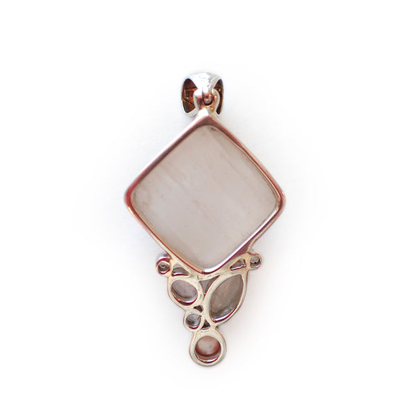 Selenite Rose Quartz Pearl Pendant