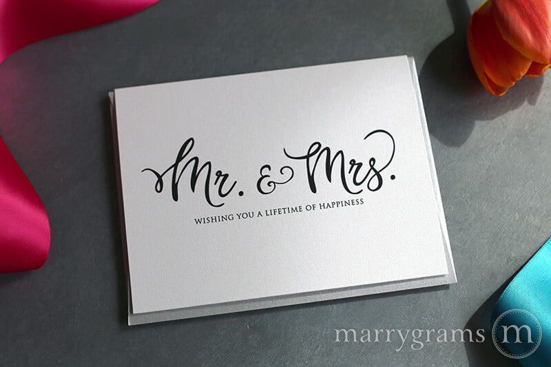 Mr. & Mrs. Lifetime of Happiness Wedding Wishes Card