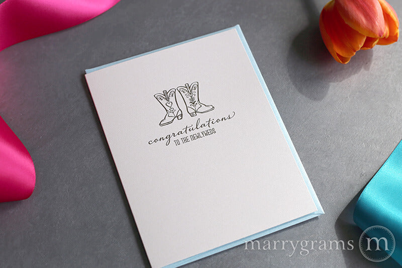 Southern Wedding Boots Congratulations to the Newlyweds Card