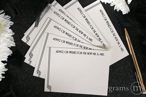 Wishes for the New Mr. & Mrs. Wedding Advice Cards Deco Style great gatsby 1920s 