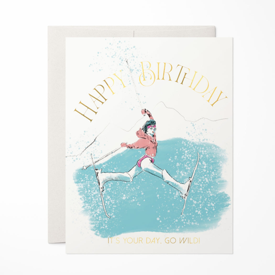 Ski Babe Go Wild Birthday Card