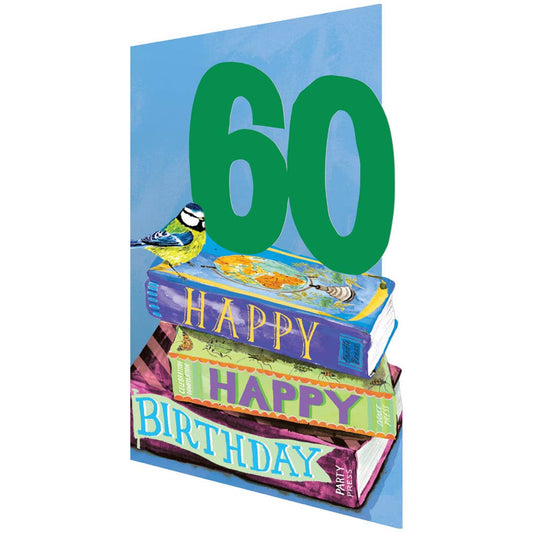 60 Bookstack Birthday Lasercut Card