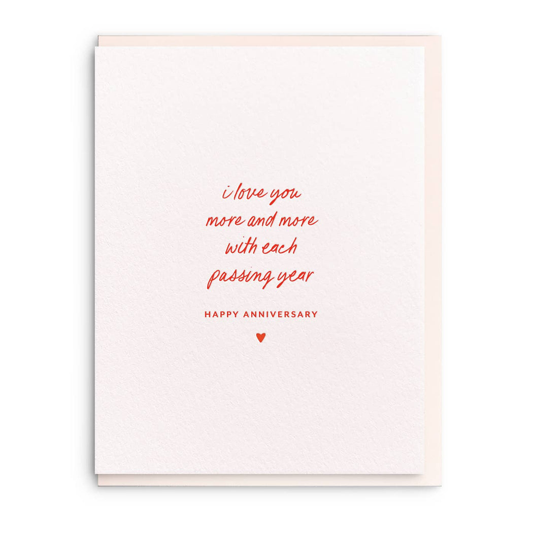 Love You More Each Passing Year Anniversary Card