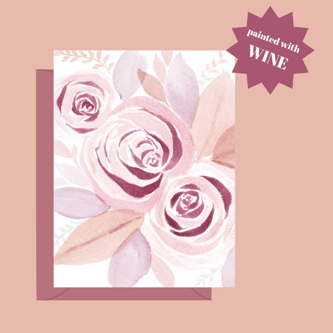 Rose Flower Wine Card