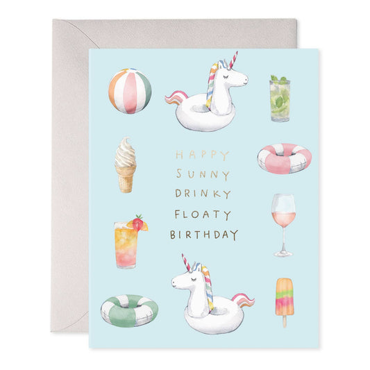Pool Party Drinky Floaty Birthday Card