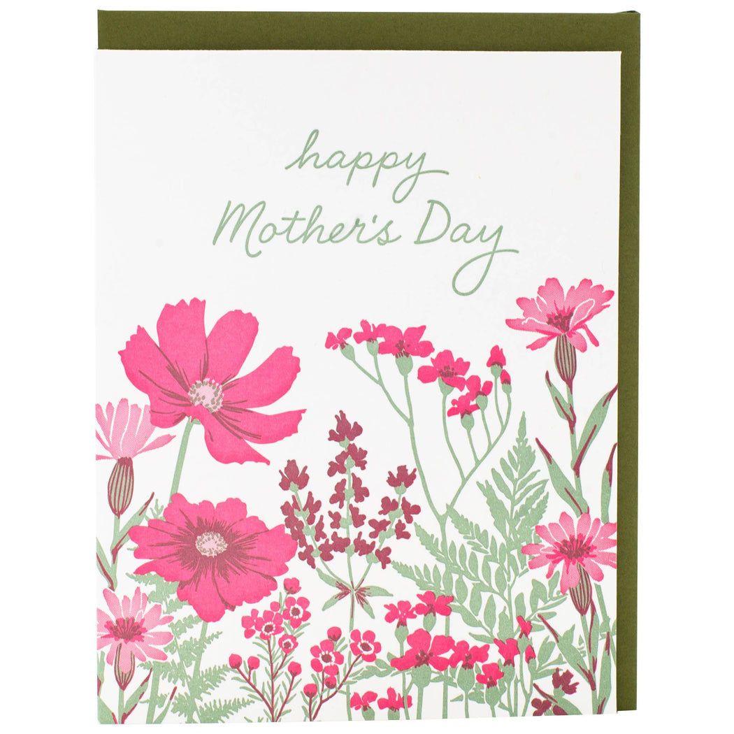 Garden Flowers Pink Mothers Day Card