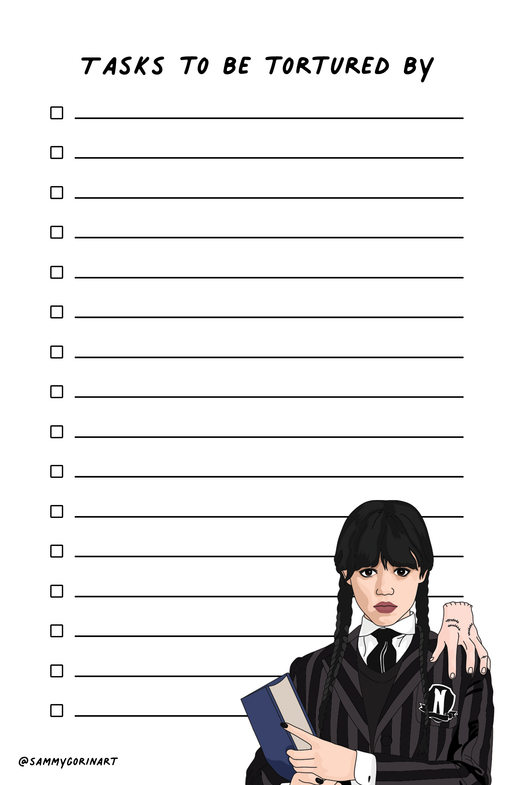 Tasks To Be Tortured By Wednesday Addams Notepad