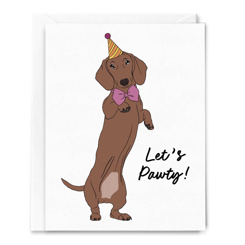 Lets Pawty Dachshund Dog Birthday Card