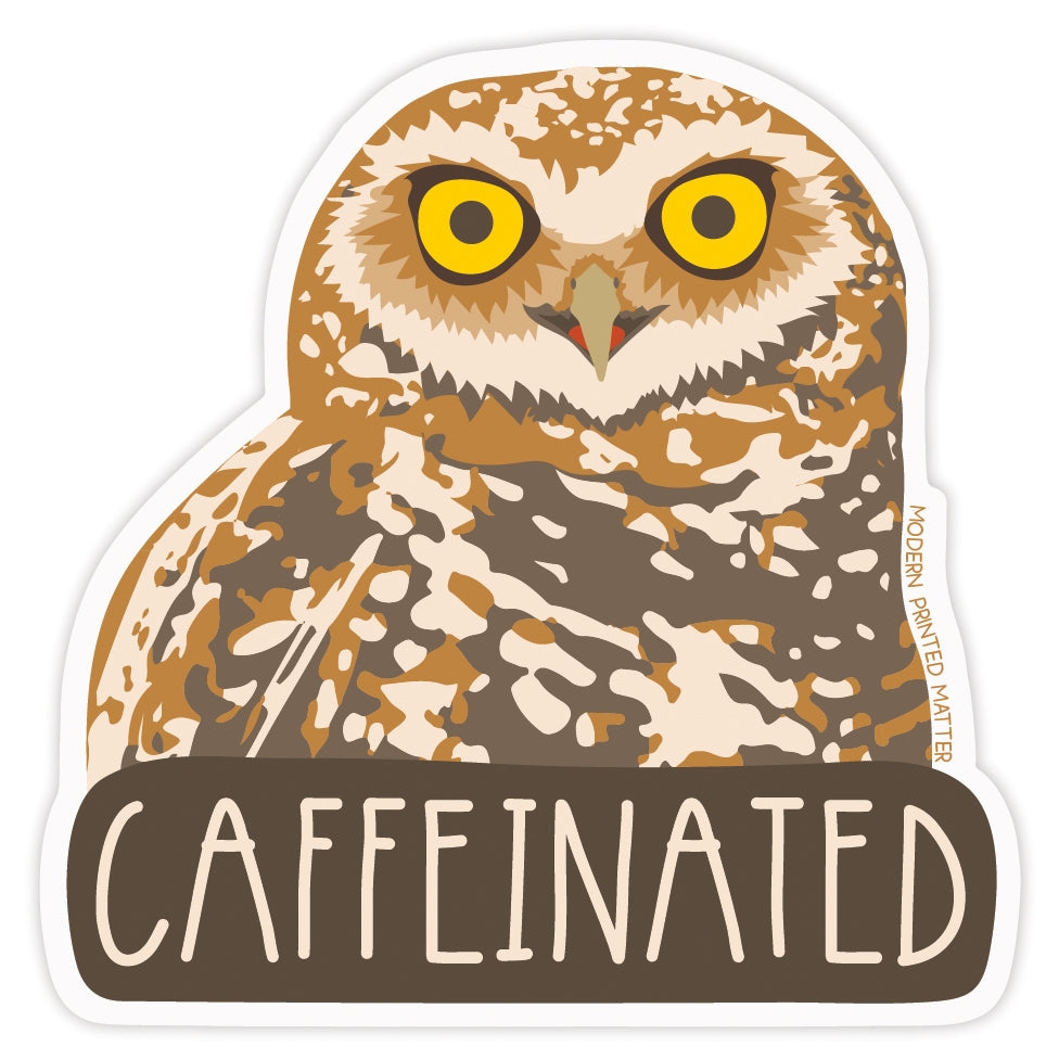 Owl Caffeinated Vinyl Sticker