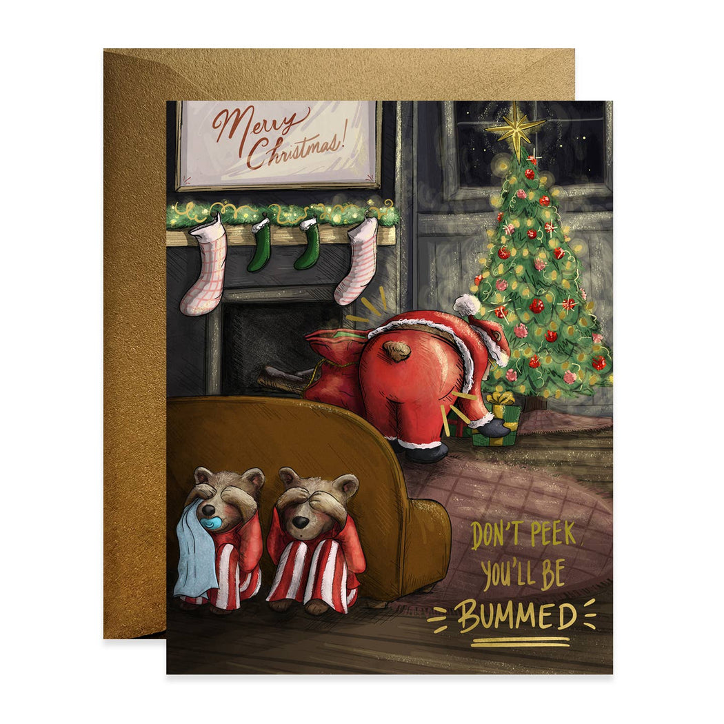 Bear Dont Peek Youll Be Bummed Christmas Card