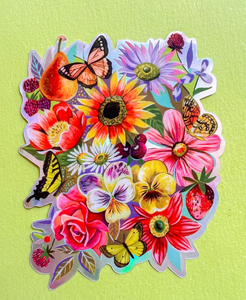 Holographic Flower Bouquet Sticker