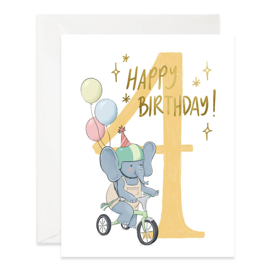 Elephant 4th Birthday Card