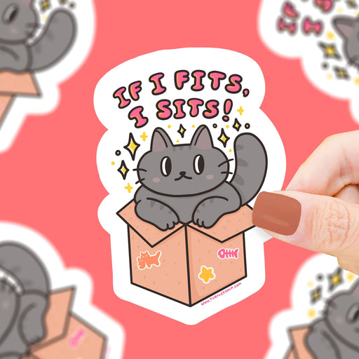 If I Fits I Sits Cat in Box Vinyl Sticker