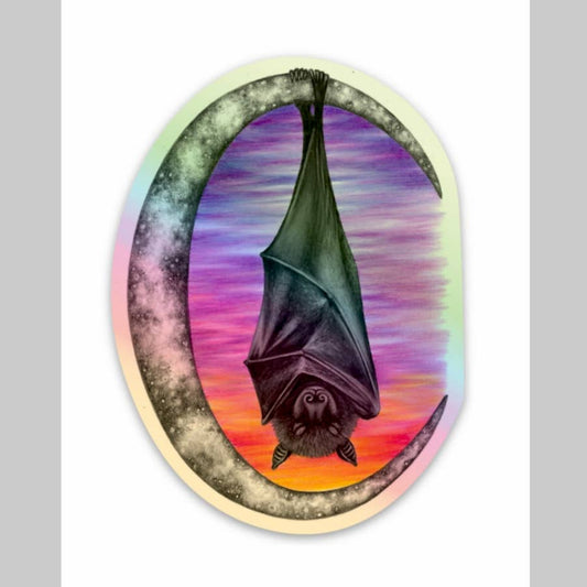 Bat Sleeping Crescent Moon Sticker
