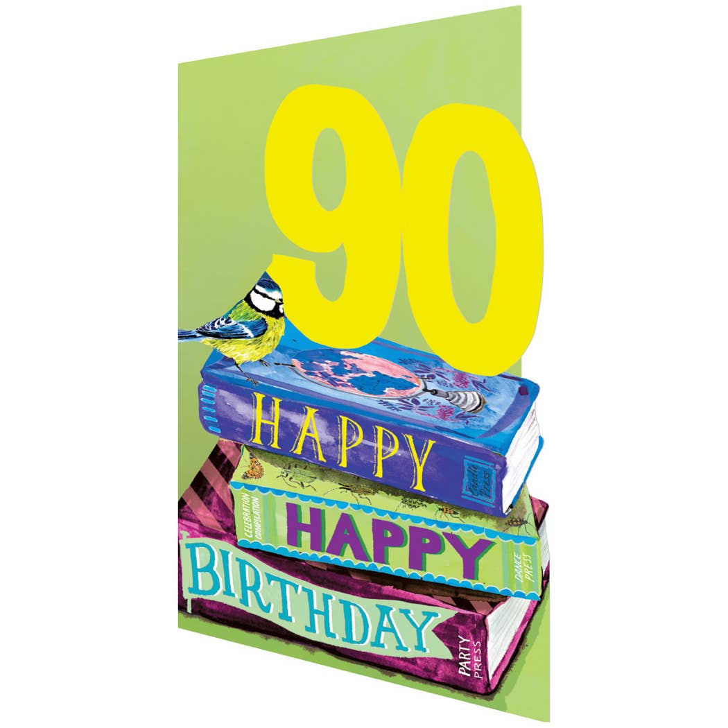 90 Bookstack Birthday Lasercut Card