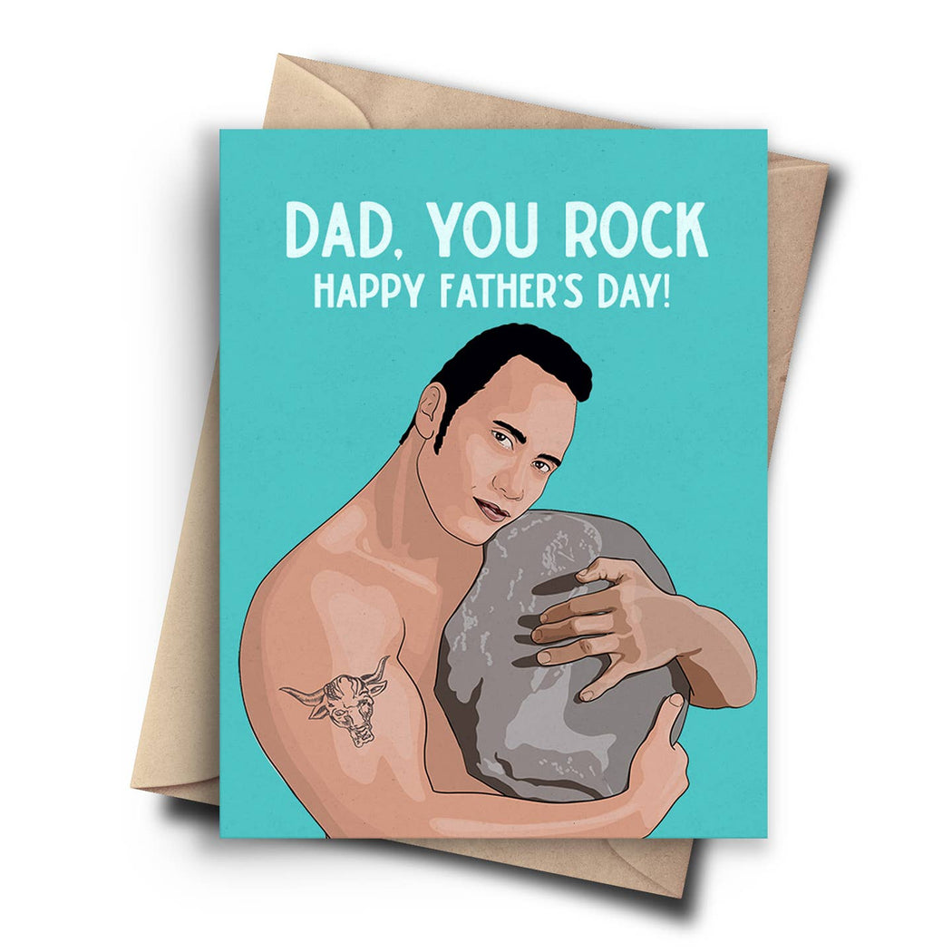 Dad You Rock Fathers Day Dwayne Johnson Card