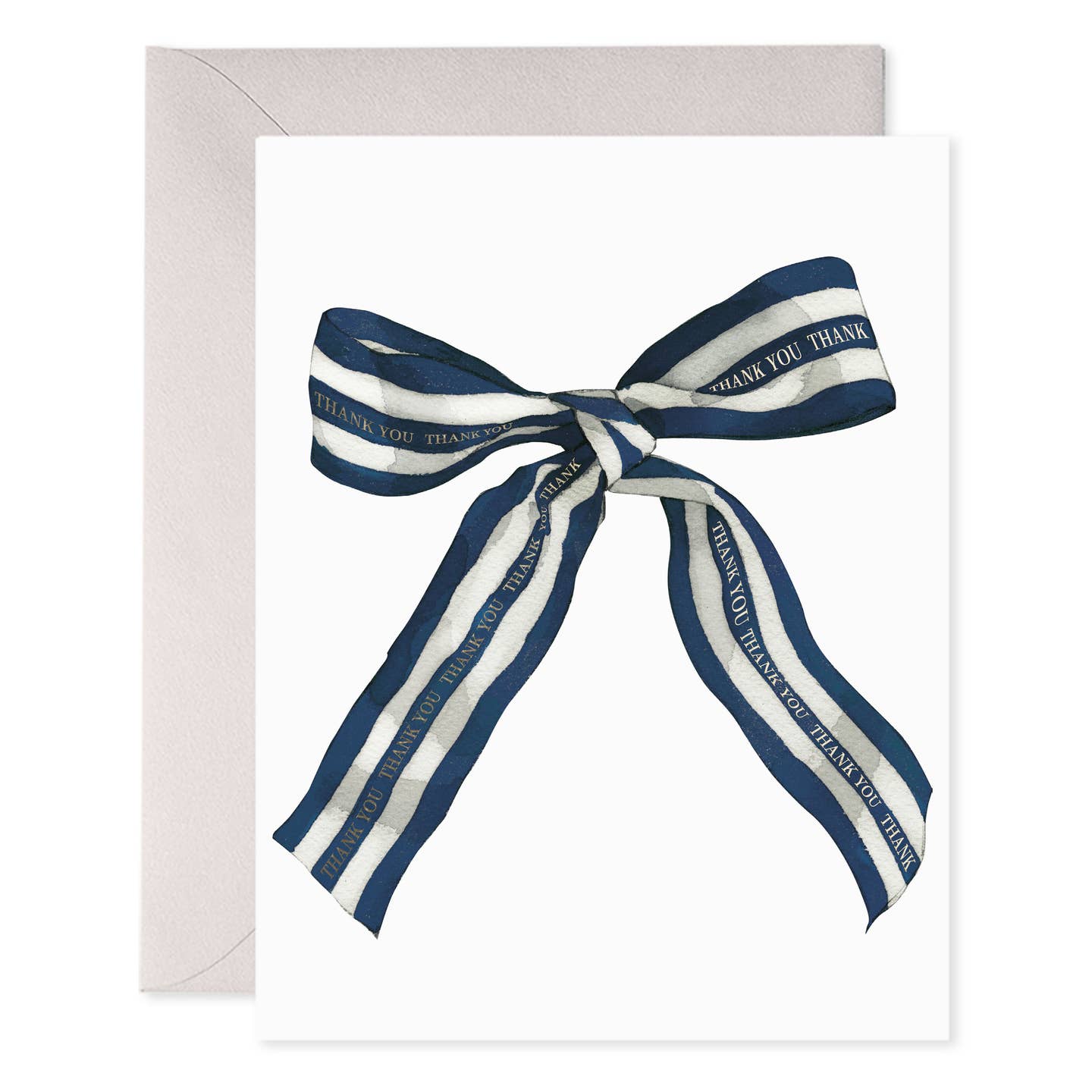 Big Navy Striped Bow Thank You Card