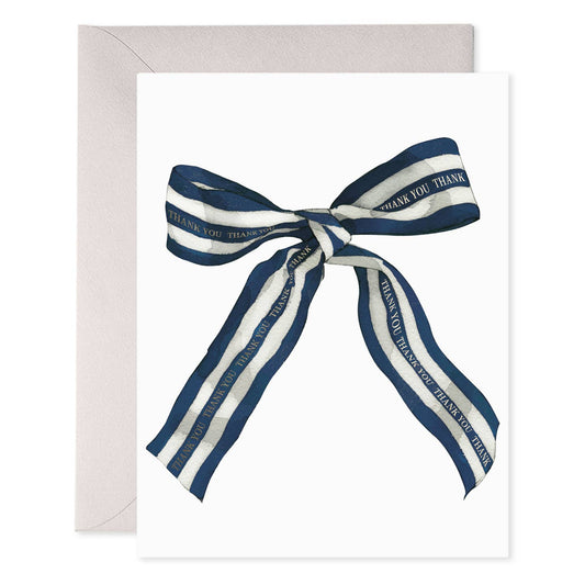 Big Navy Striped Bow Thank You Card