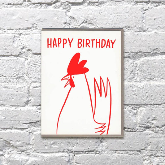 Happy Birthday Red Chicken Card