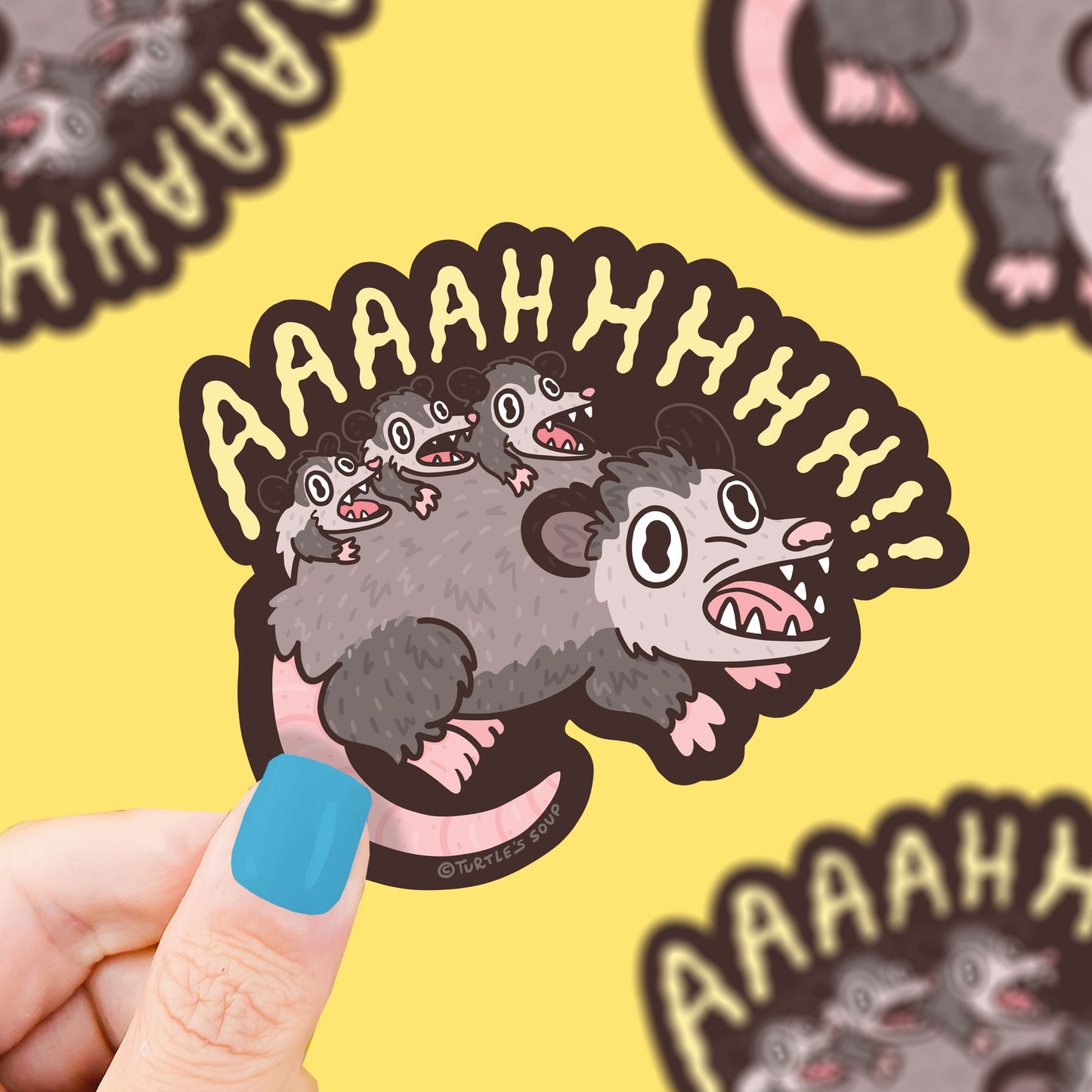 Aaaahhhh Screaming Crazy Opossum Vinyl Sticker