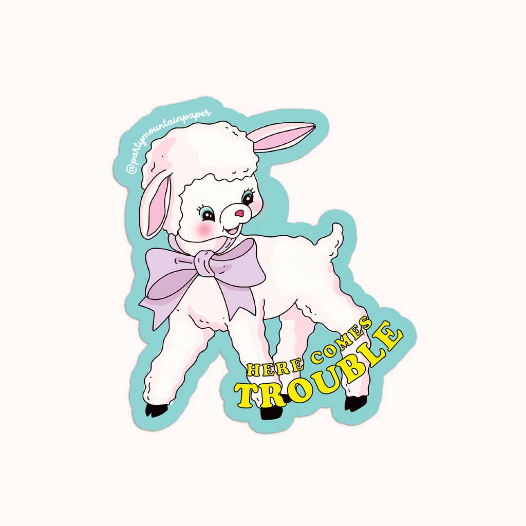 Here Comes Trouble Lamb Vinyl Sticker