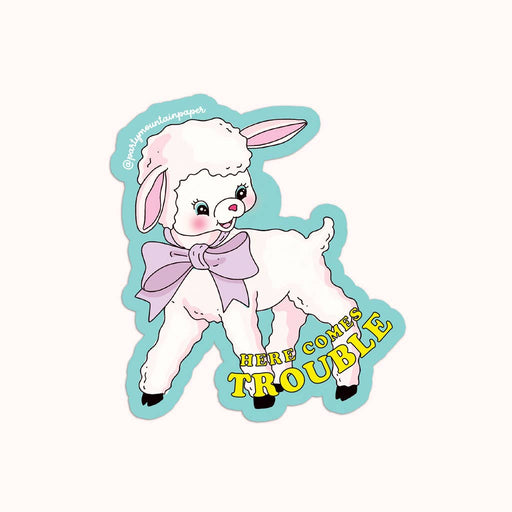 Here Comes Trouble Lamb Vinyl Sticker