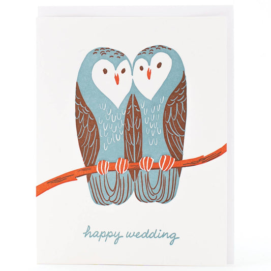 Loving Owls Happy Wedding Card