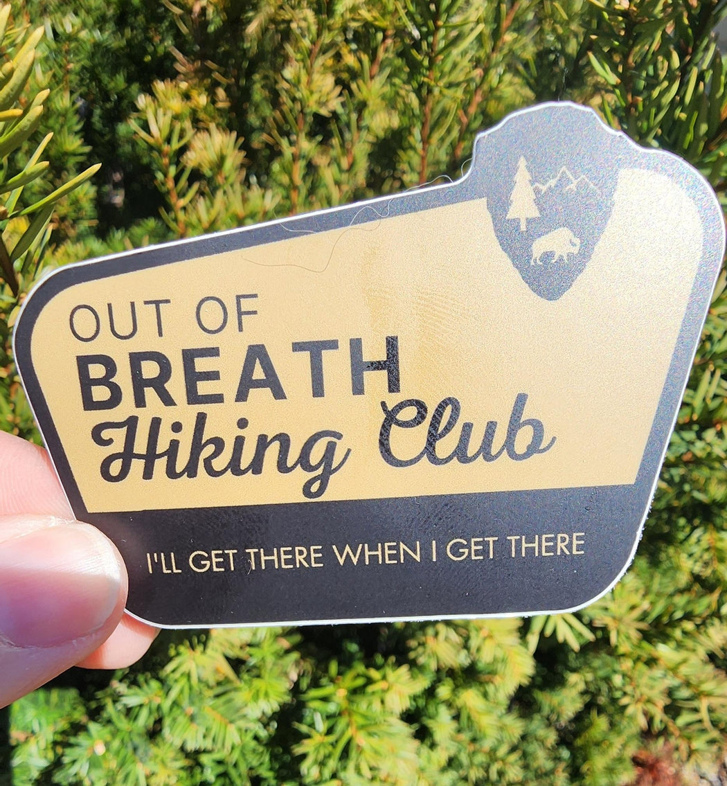 Out of Breath Hiking Club Vinyl Sticker