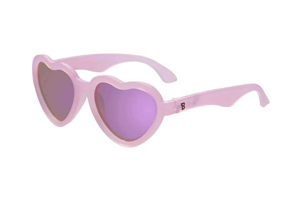 Frosted Pink Polarized Heart Kids Sunglasses