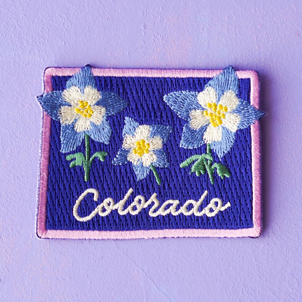 Colorado Columbine Flower Embroidered Patch