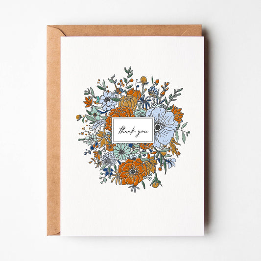 Thank You Floral Wreath Card