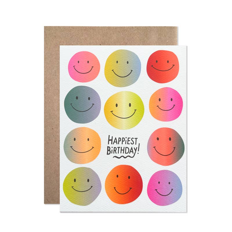Happiest Birthday Neon Smiles Card