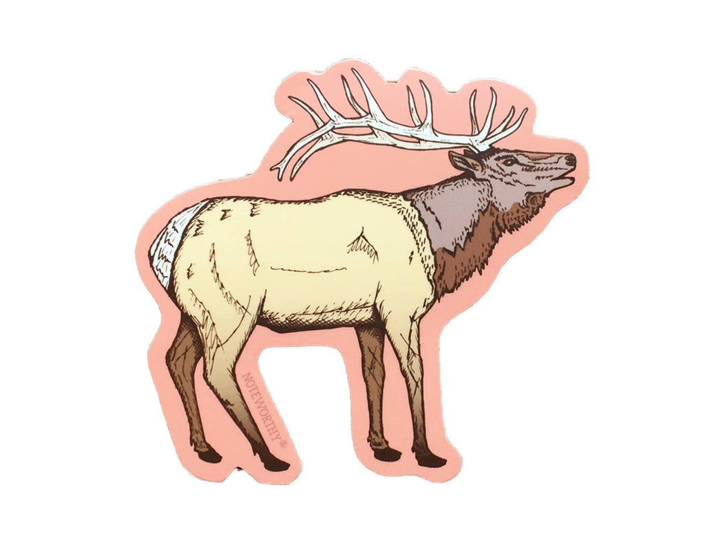 Elk on Coral Vinyl Sticker