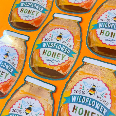 Glitter Honey Jar Sticker