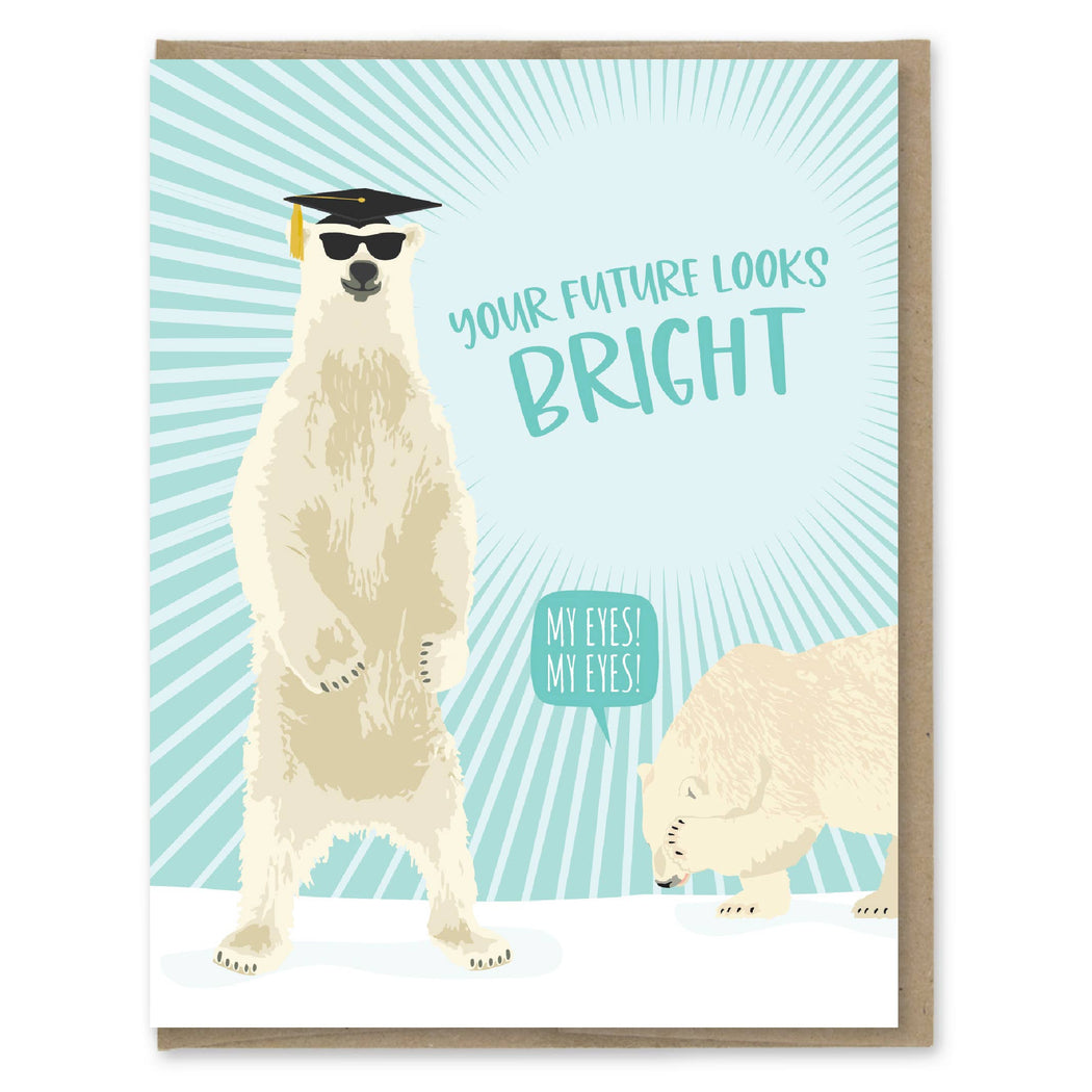 Future Looks Bright Eyes Polar Bear Graduation Card