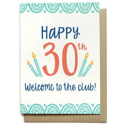 Happy 30th Welcome to the Club Birthday Card