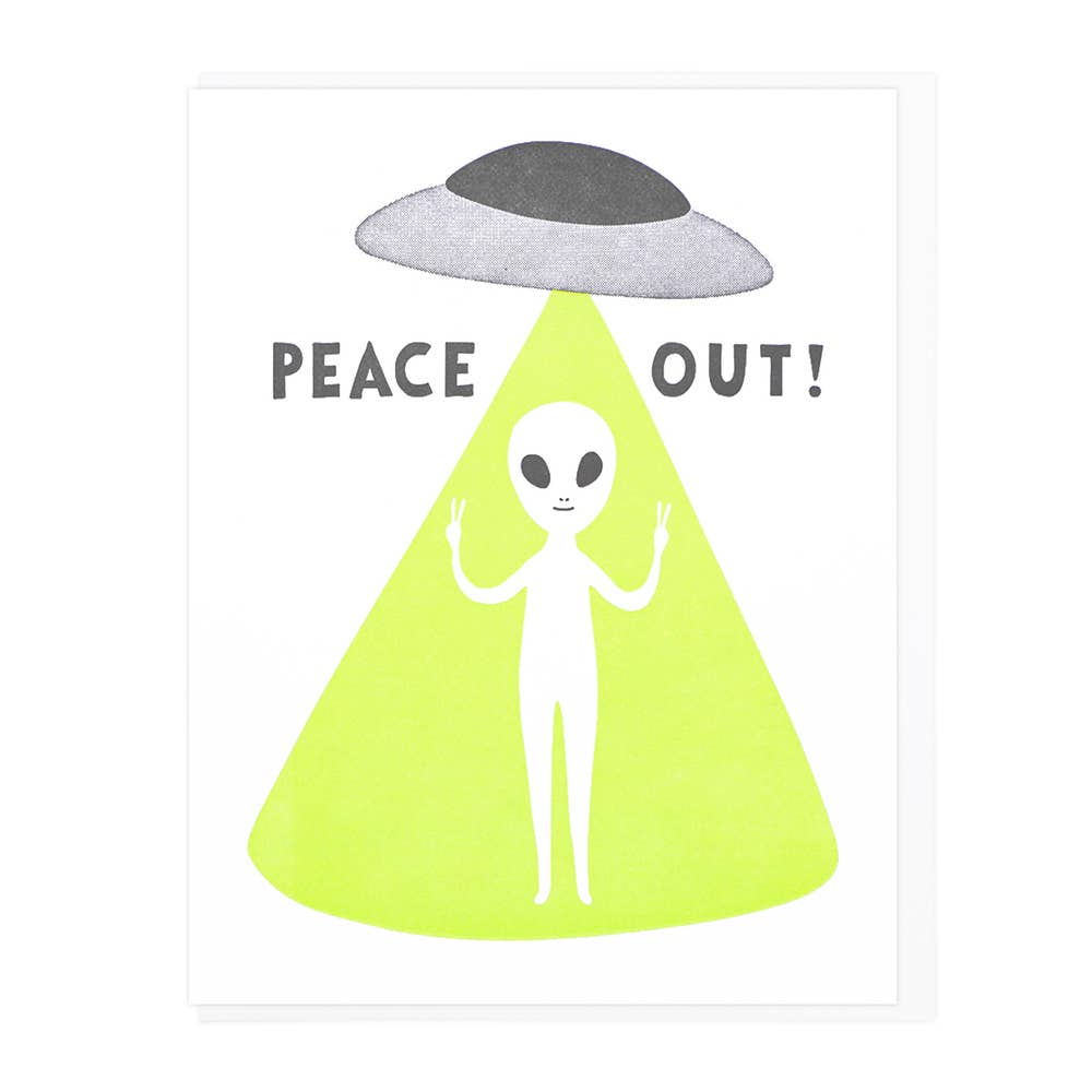 Peace Out UFO Alien Card