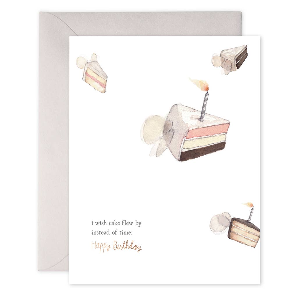 Flying Cake Birthday Card