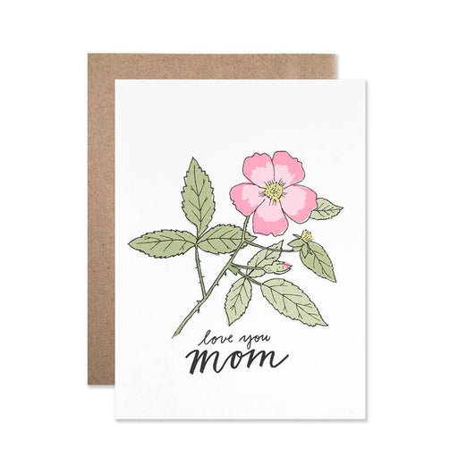 Love You Mom Pink Flower Card